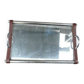 Plateau années 50 bois et miroir