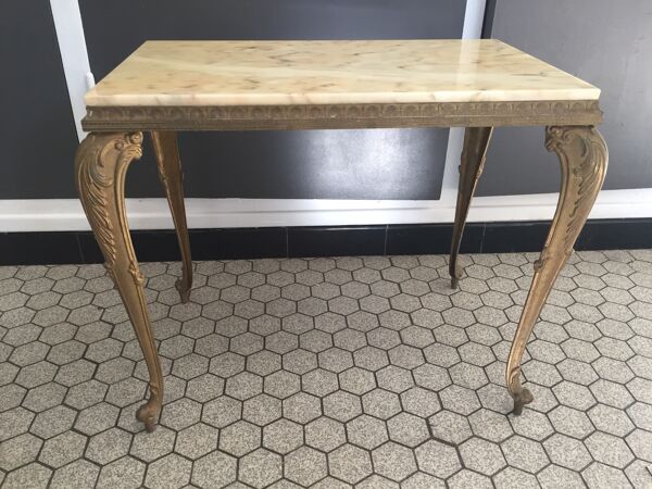 Table d'appoint regency vintage en marbre et laiton des années 1960