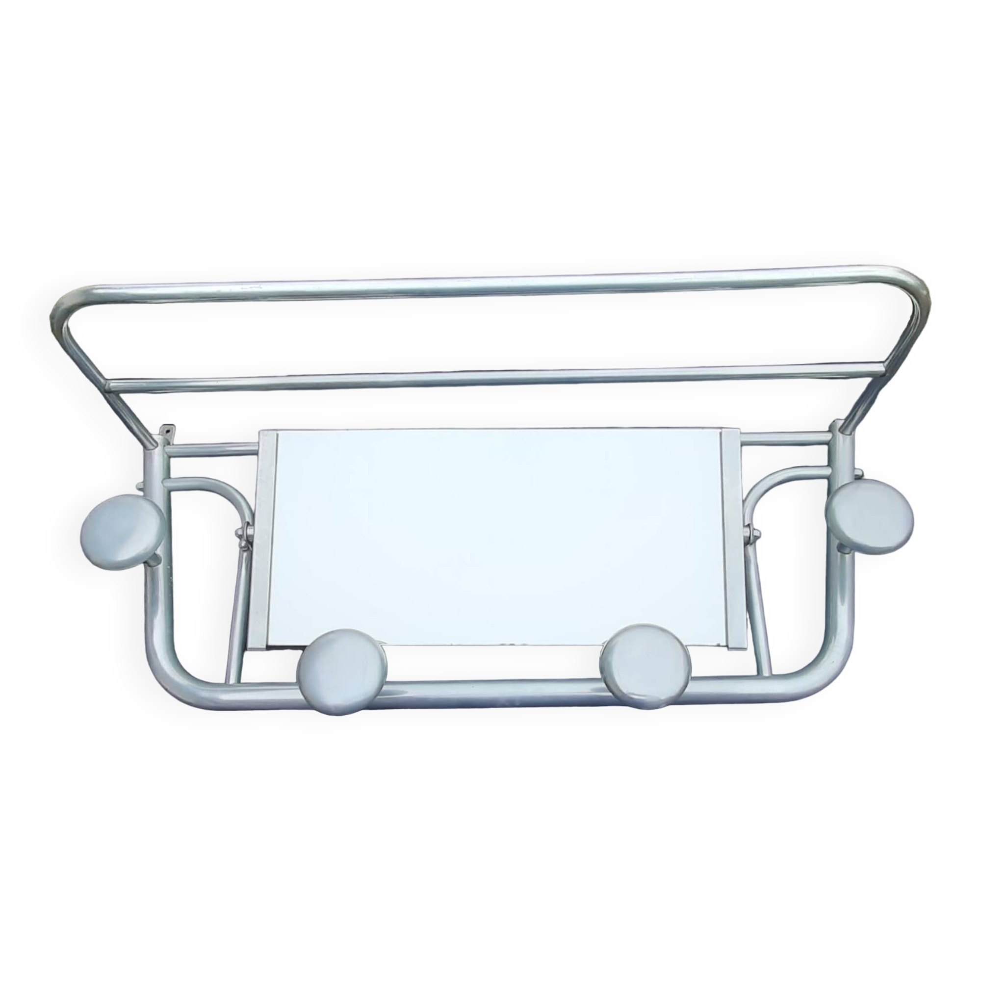 Vintage aluminum swivel mirror wall coat rack