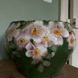 Cache pot en barbotine fleurie