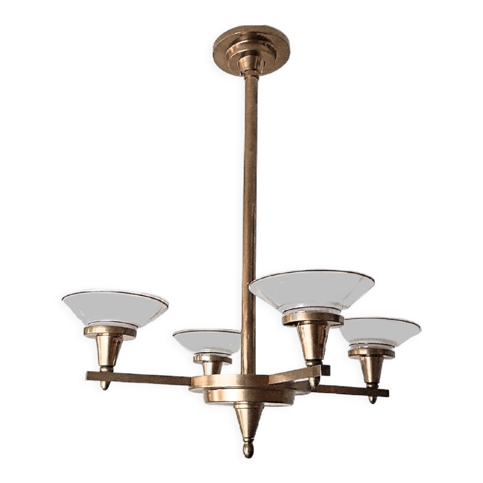 Chandelier Art Deco geometric shape, vintage c 1935