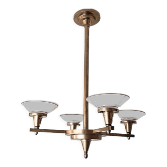 Chandelier Art Deco geometric shape, vintage c 1935