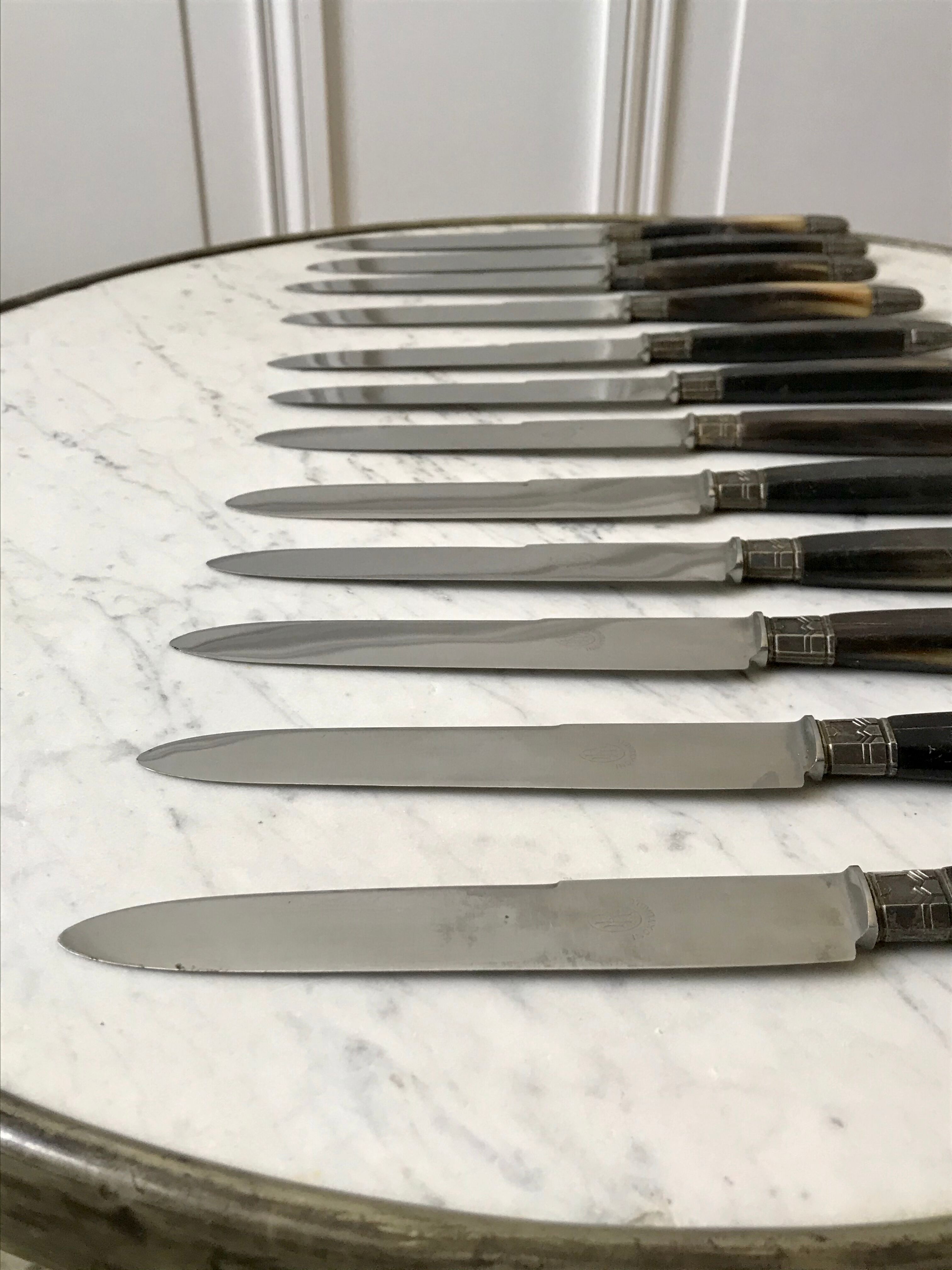 Set of 12 dark Bakelite knives 60s-70s