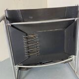 Fauteuil de salon moderne en cuir noir par Martin Visser pour T Spectrum, années 1960