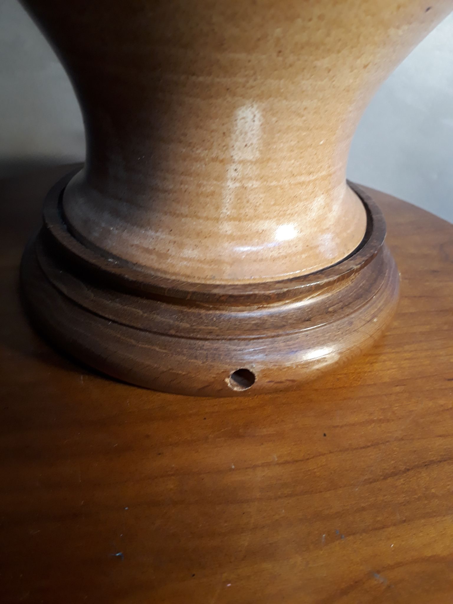 Pied de lampe terre cuite vernissé avec douille  35x20