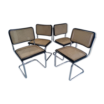 Suite of 4 chairs Cesca B32 by Marcel Breuer vintage 90