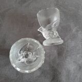 Pressed glass egg cup set
