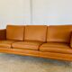 Vintage Danish mid-century Morgans Hansen cognac 3-seater sofa