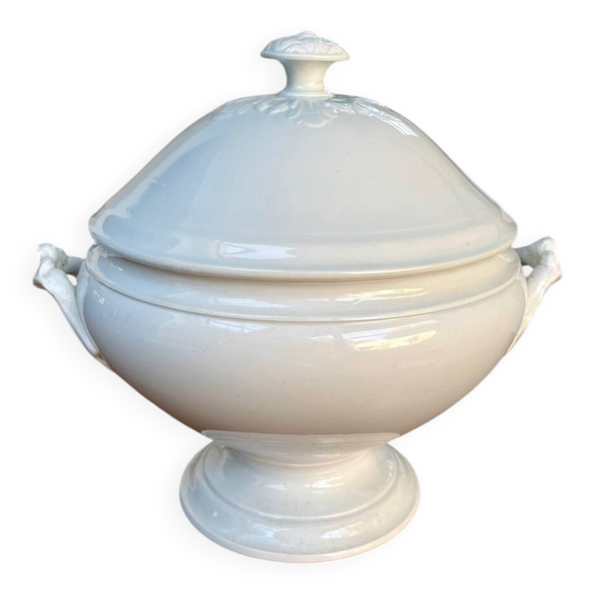 Antique white earthenware soup tureen – Lunéville