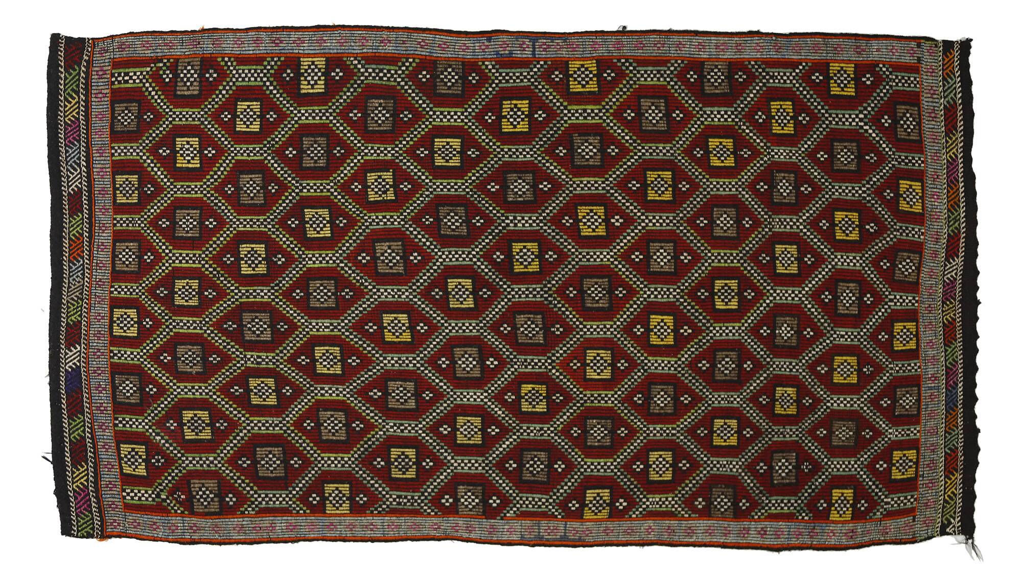 Area kilim rug ,vintage wool turkish handknotted kilim, 270 cmx 160 cm rug