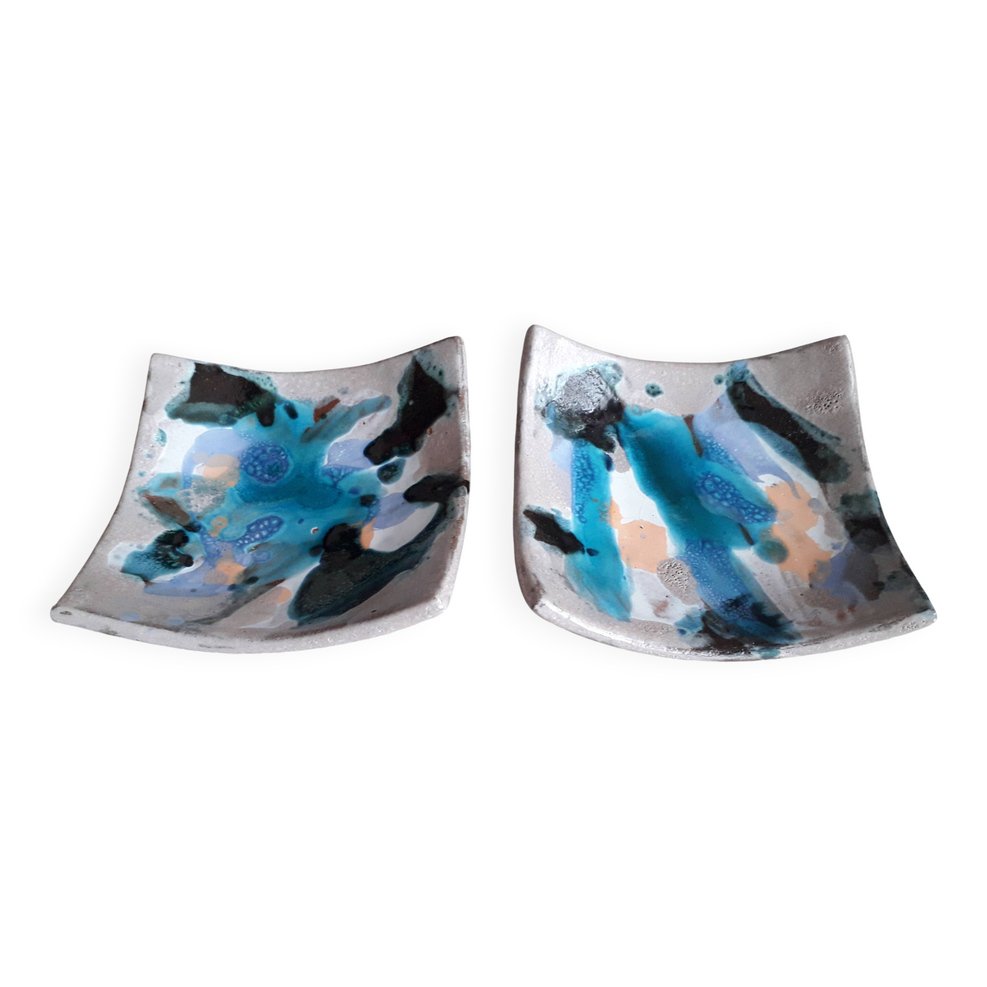 1 set of 2 Corsican ceramic trinket trays