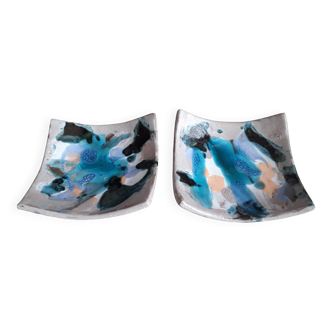 1 set of 2 Corsican ceramic trinket trays