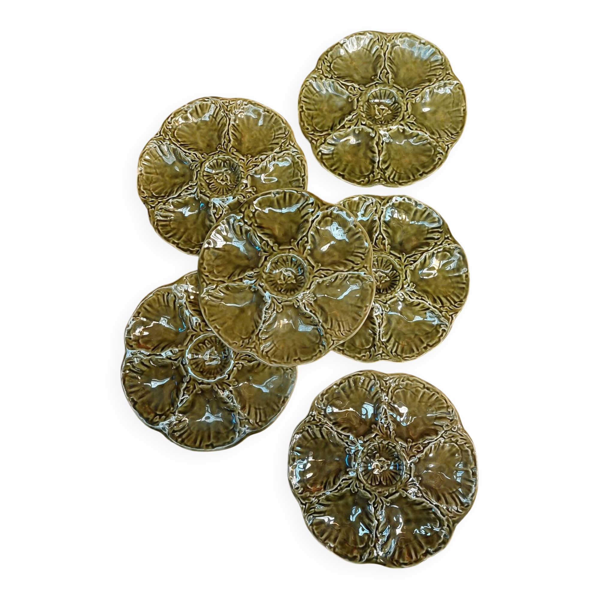 Lot de 6 assiettes à huîtres  - Gien