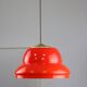 Mid-century italian red glass & brass pendant lamp