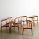 EIGHT WOODEN HANS J WEGNER "HEART / 4103" DINING CHAIRS, 1950s