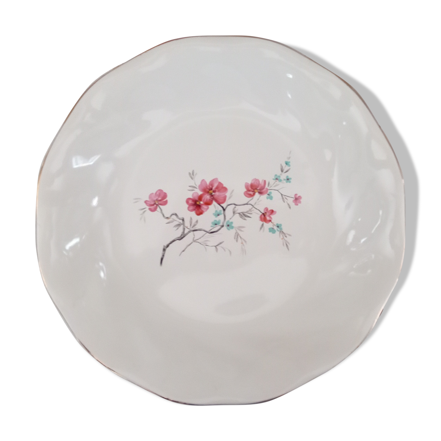 Round hollow dish in Salins earthenware, France, 2nd Polynesia model