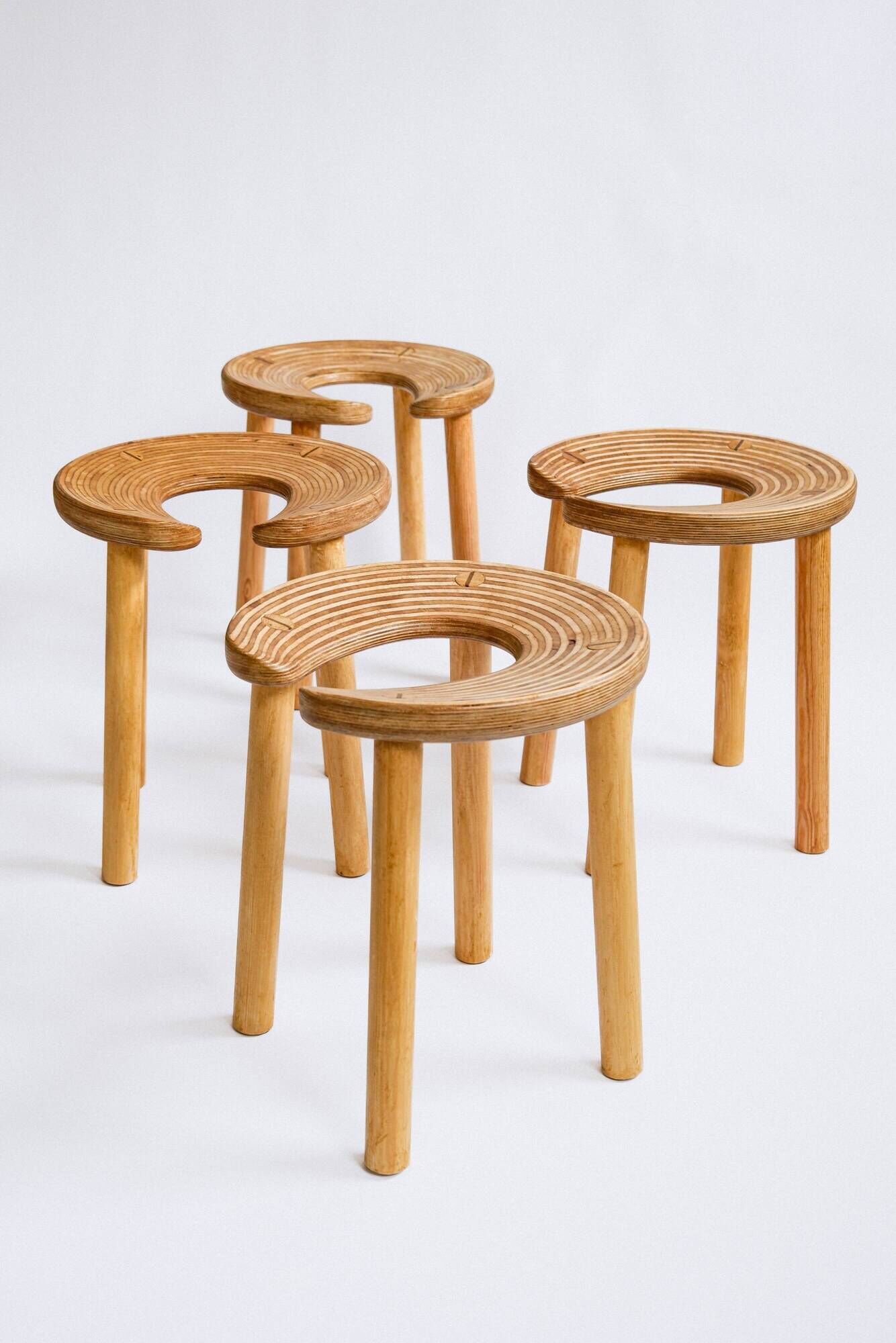 Set of four sauna stools, Antti Nurmesniemi, designed for the Palace Hotel, Helsinki 1952