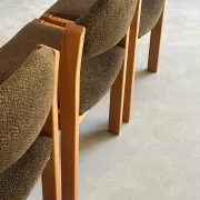 Set of 4 vintage chairs from the 70s/80s – Brown chocolate wood and fabric