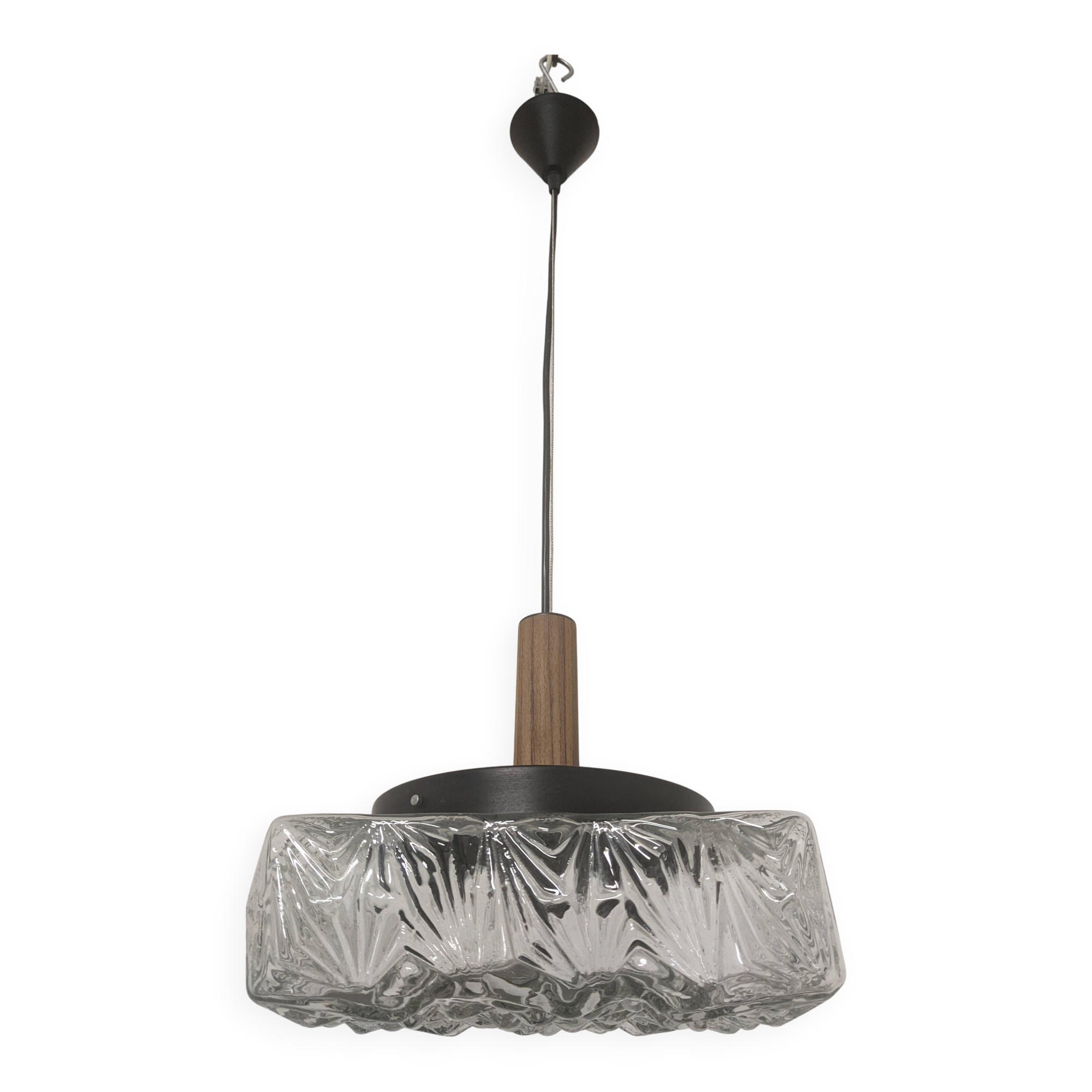 Square glass pendant light by Limburg, Germany circa 1970