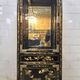 Vitrine chinoise vintage avec miroir, décor fleurs et oiseaux