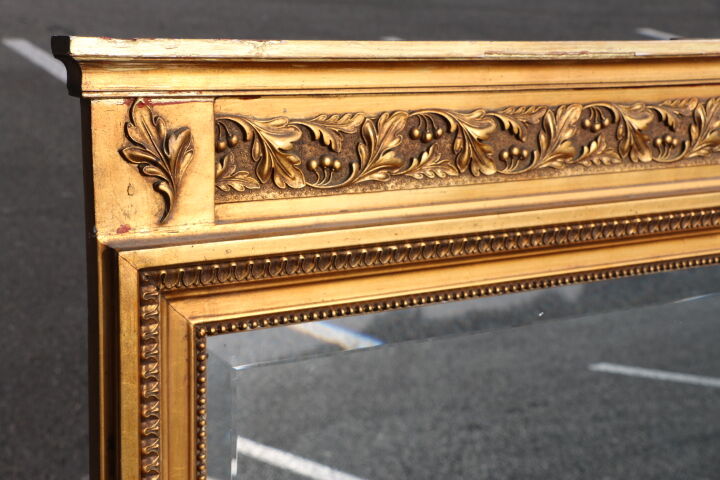 Gold beveled rectangular mirror 126x80cm