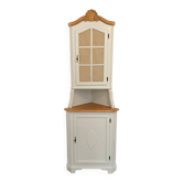 Corner unit in 2 parts, grey/beige and cane work.