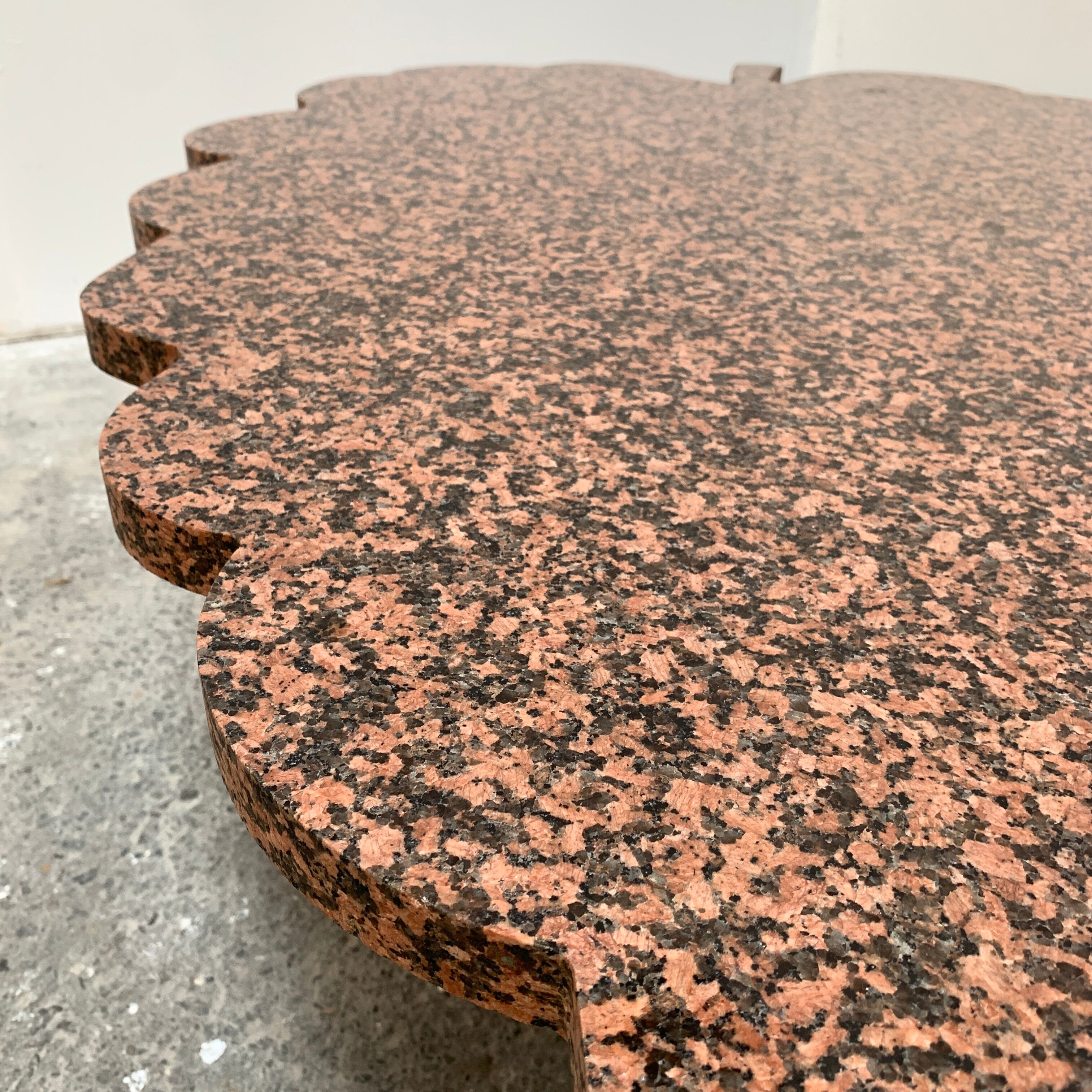 Granite and hammered wrought iron coffee table