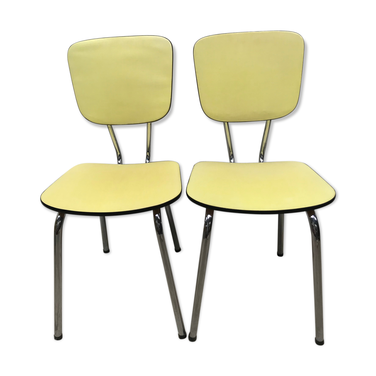 Pair of Formica textile chairs