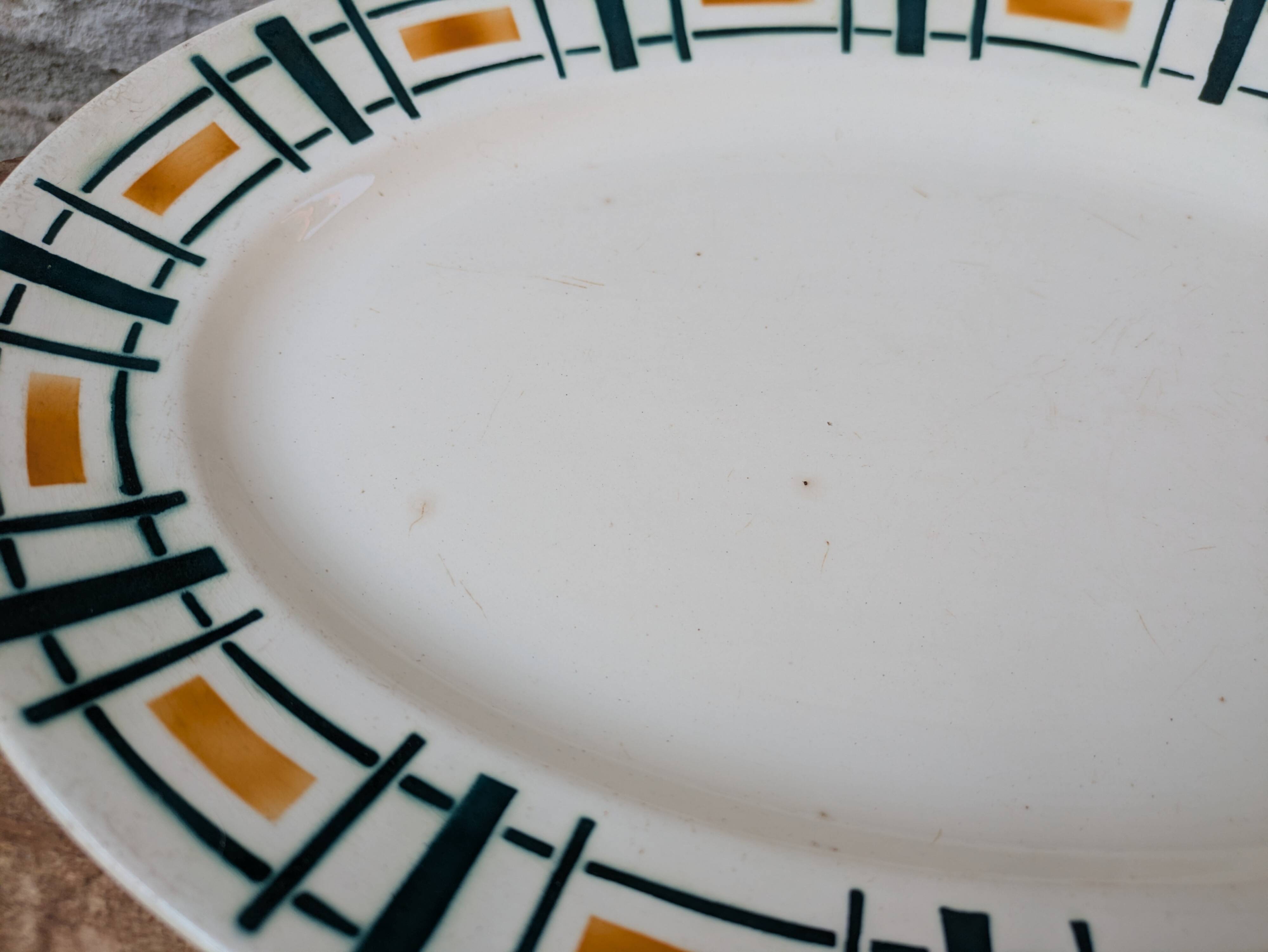 Antique Badonviller Quiberon dish – Art Deco iron earthenware