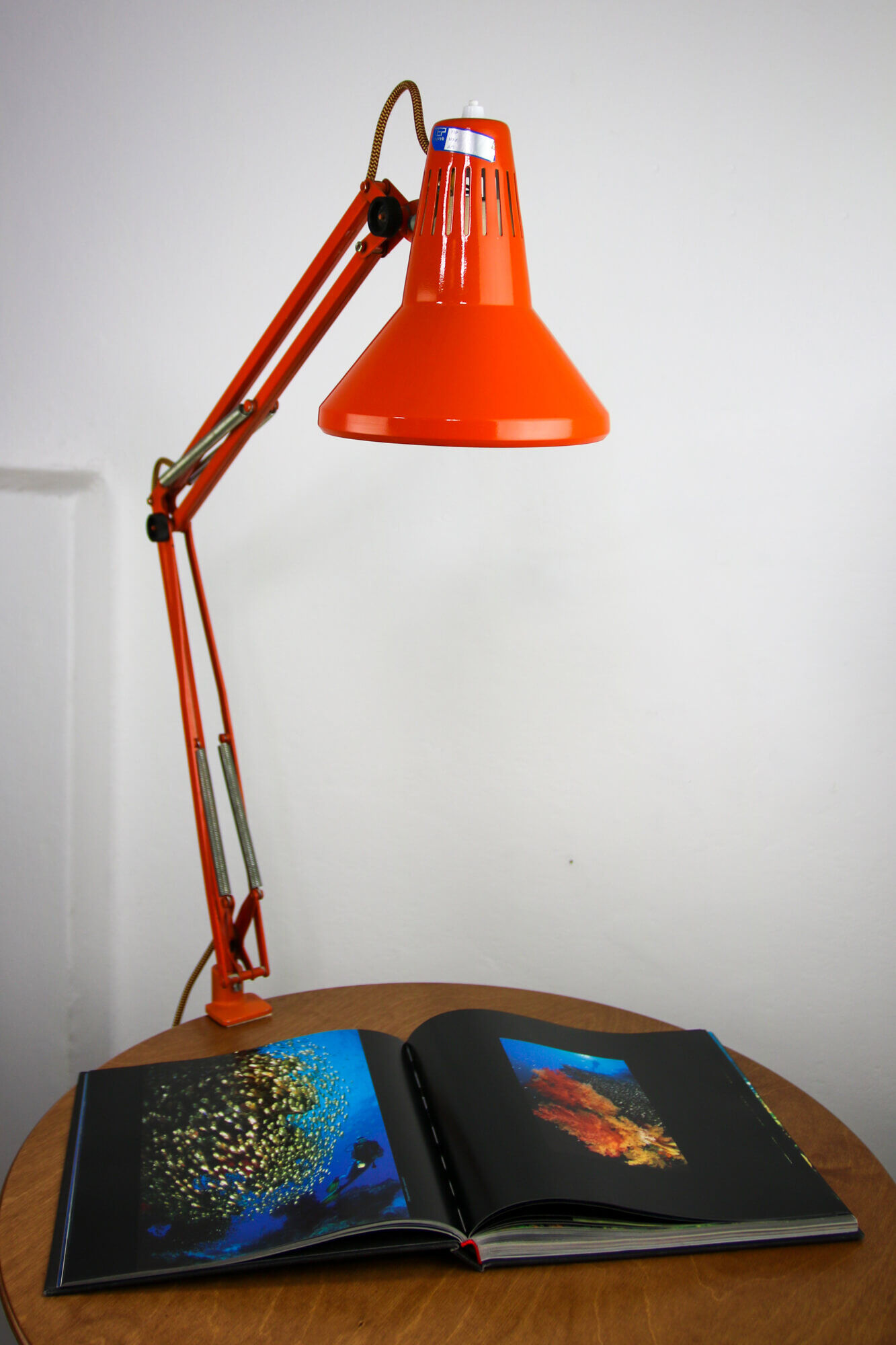 Orange adjustable achitect table lamp by tep, 1970s