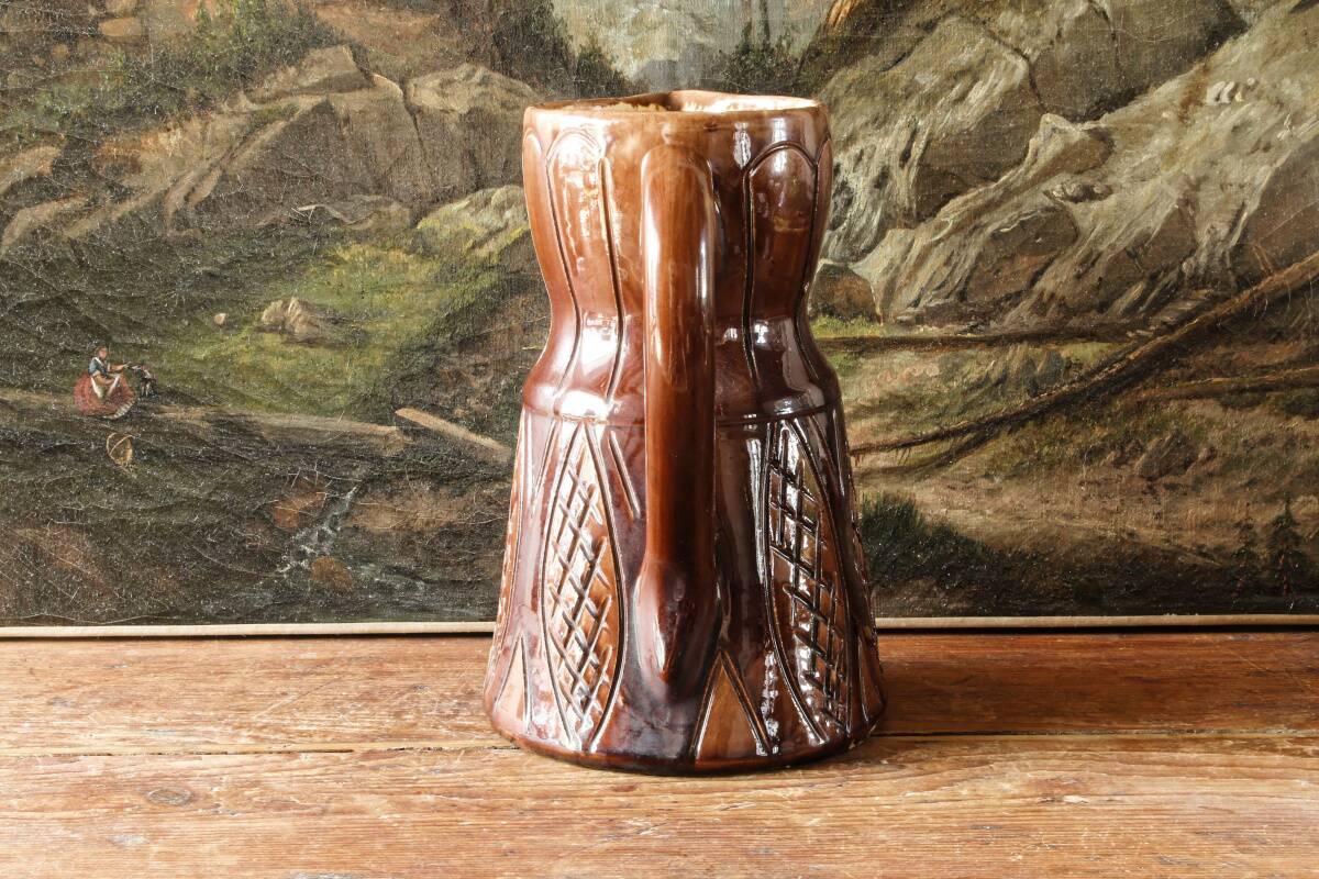 Large modernist glazed earthenware jug, 1950s