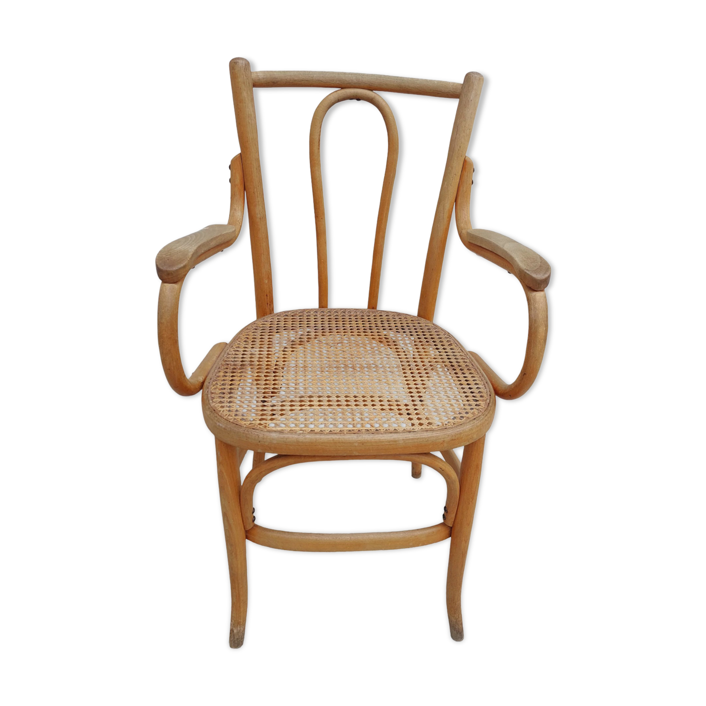 Michael Thonet armchair in curved wood and canework 1930
