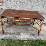 Table de cuisine à repas en rotin vintage
