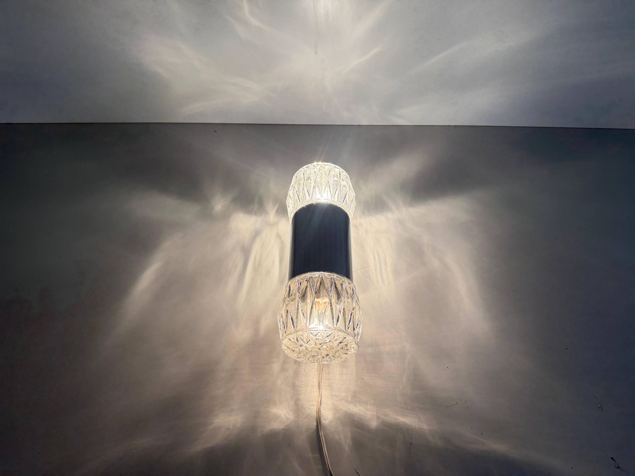 Mid-century double-headed glass and metal wall sconce, 1960, Italy