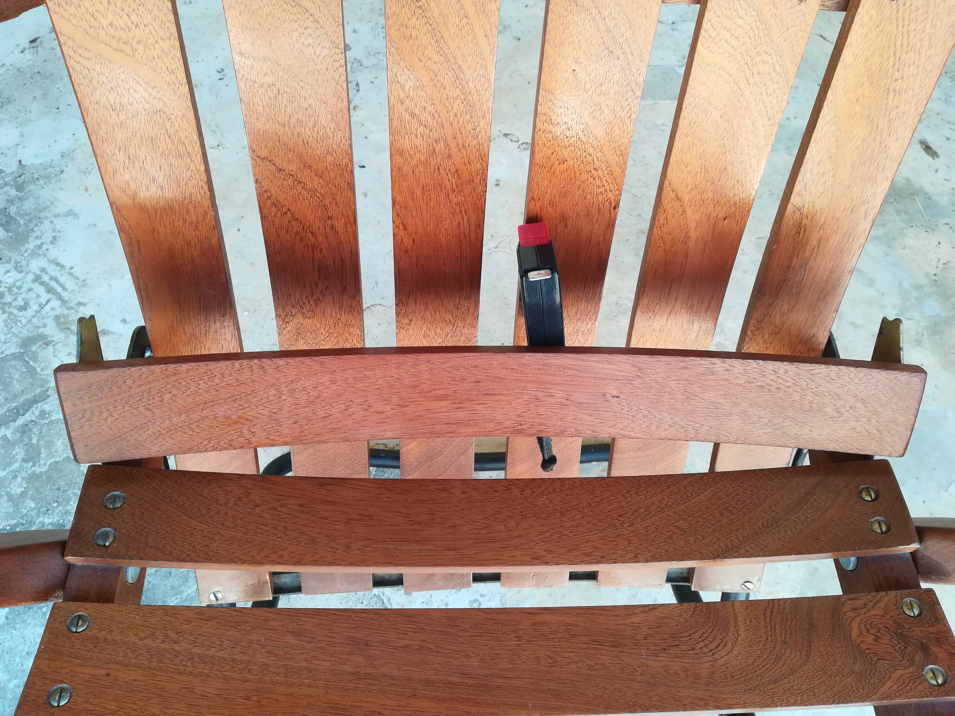 Teak wood folding armchair