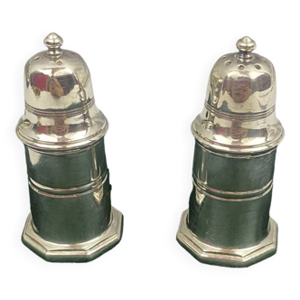 Christofle Villars model - Pair of silver metal salt and pepper shakers tbe