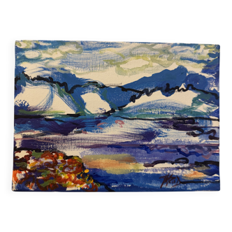 Painting signed by Stefanescu Georgeta – "Landscape" - Acrylic - 16 x 22 cm