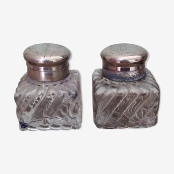 Set of two crystal inkwells