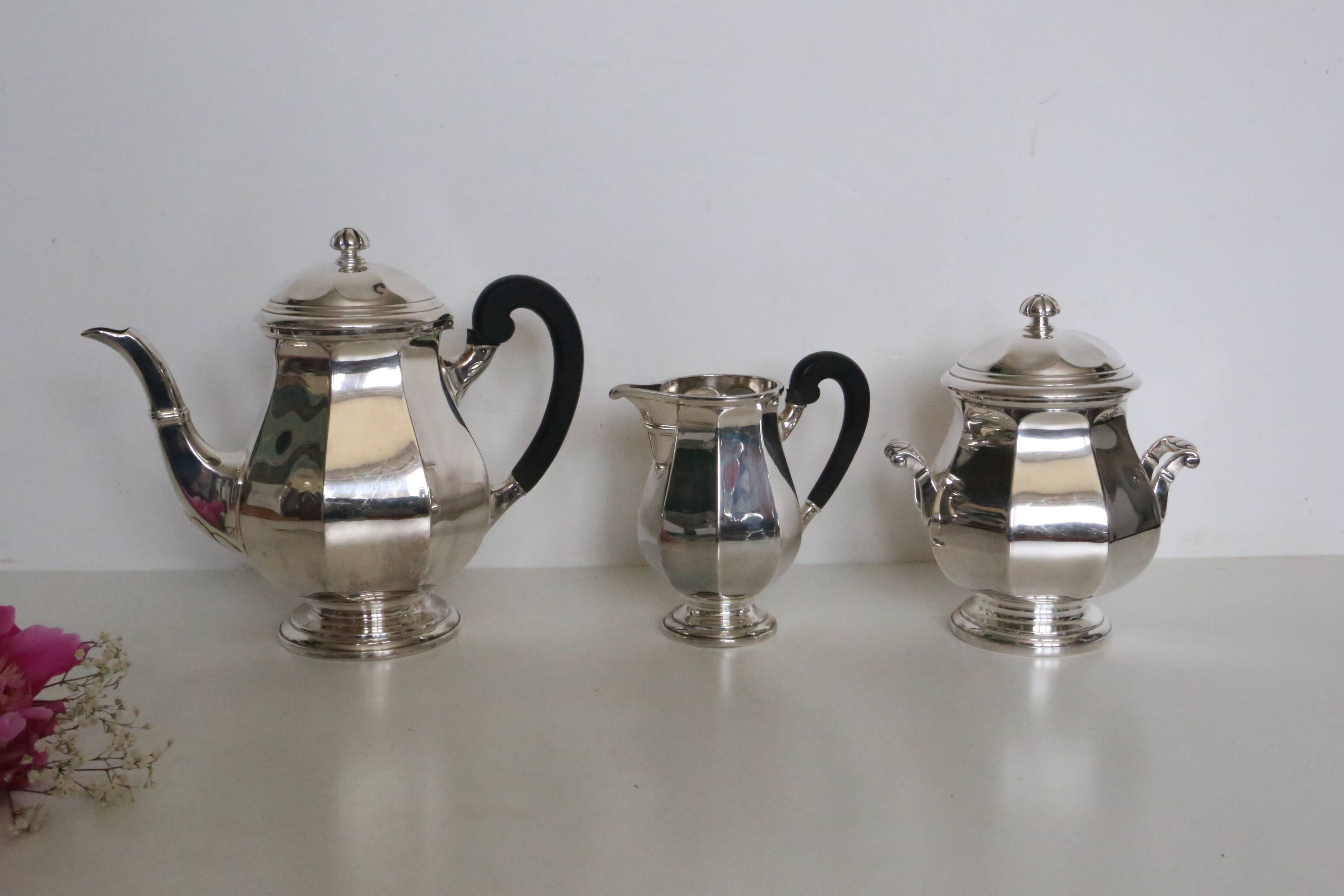 Silver-plated coffee service with ebony handles
