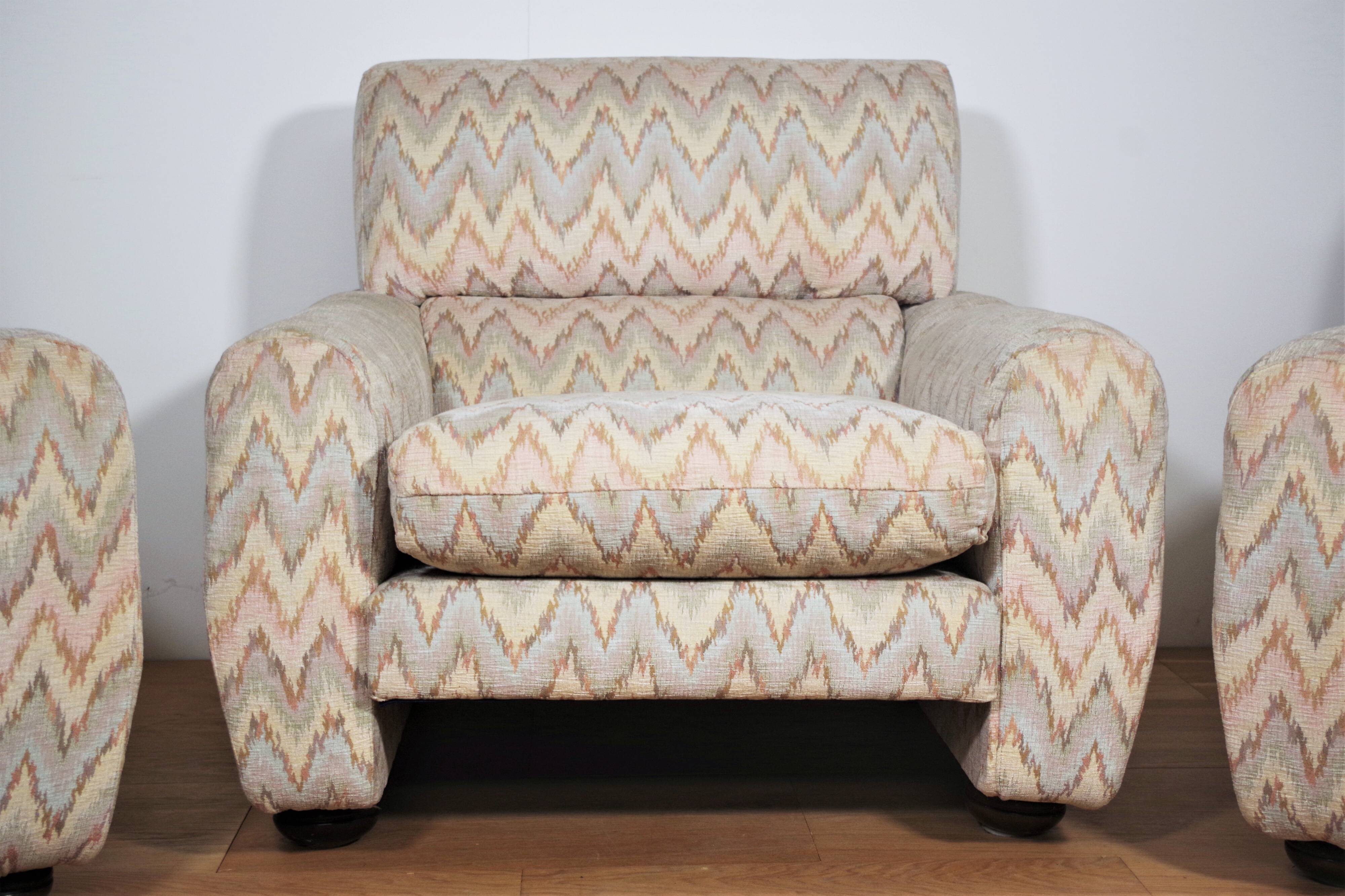 Missoni armchairs, 1970s, set of 3