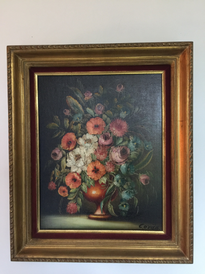 Oil on canvas flower bouquet