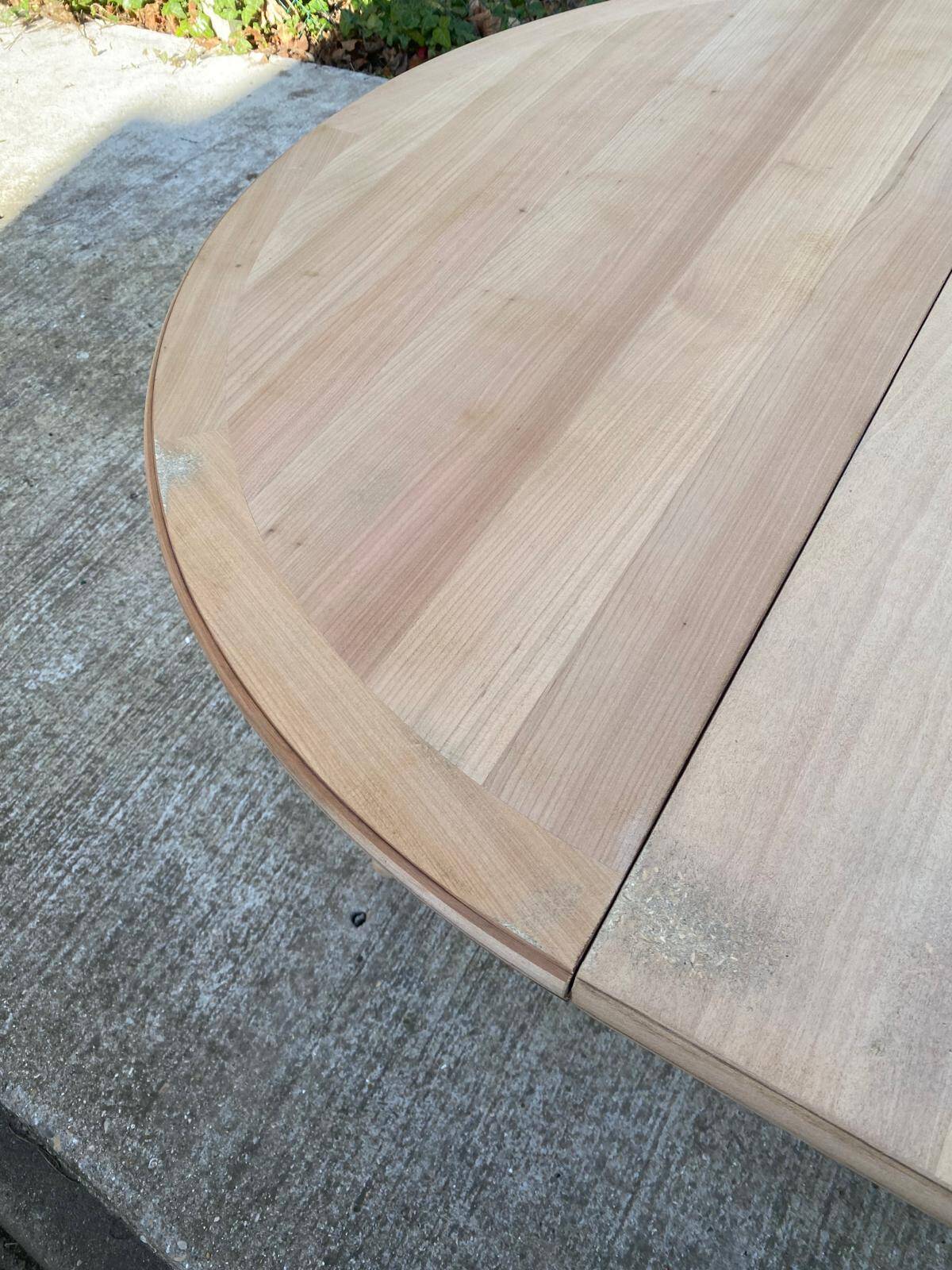 Renovated Louis Philippe round extendable dining table 115cm with 2 extensions.