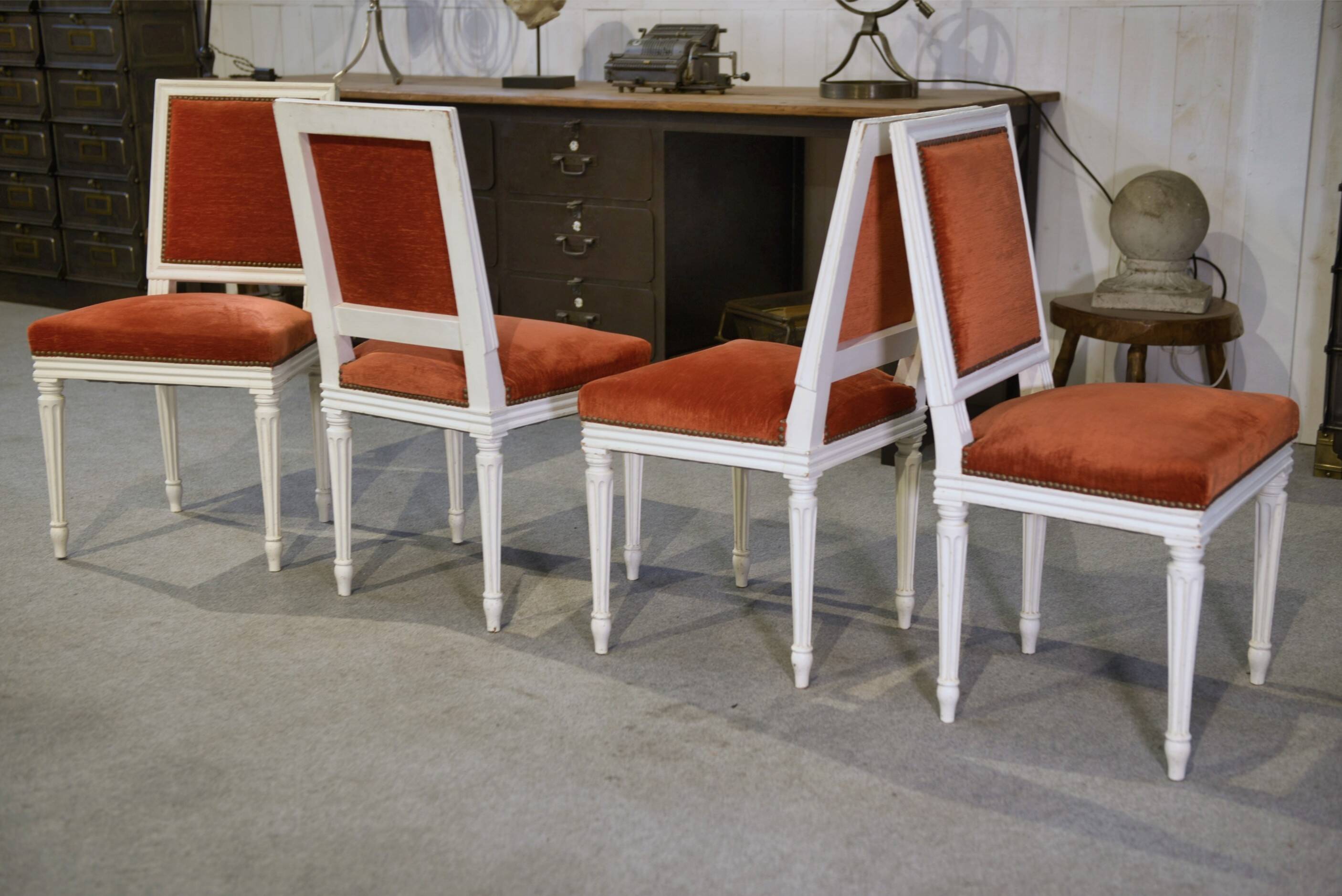 Set of 4 Louis XVI style chairs from the 1970s.