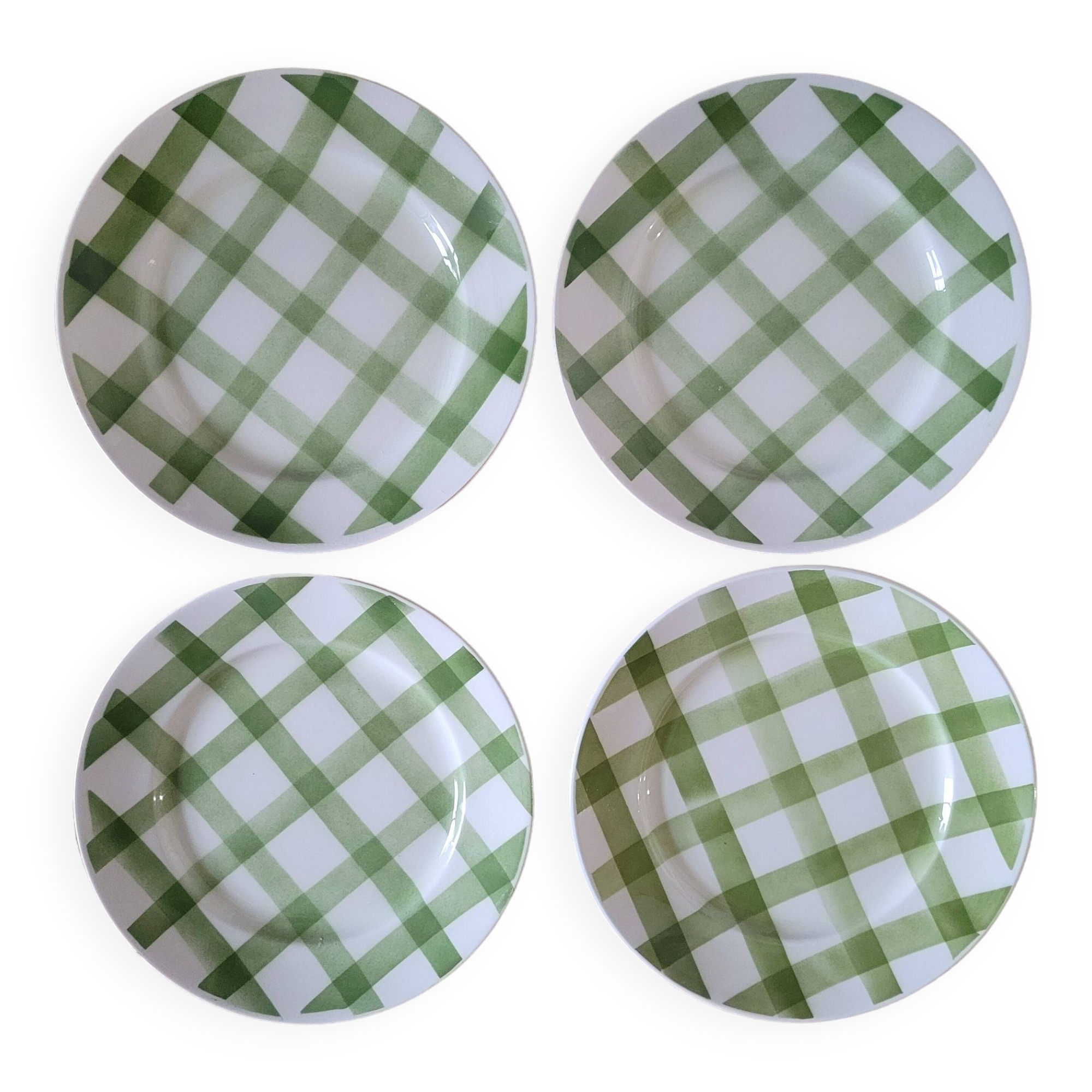 La Redoute x Selency set of 4 green dinner plates