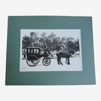 Photographie ancienne 1900 diligence, chevaux et cocher Chemins de fer de l'Etat