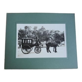 Old photograph 1900 stagecoach, horses and coachman State Railways