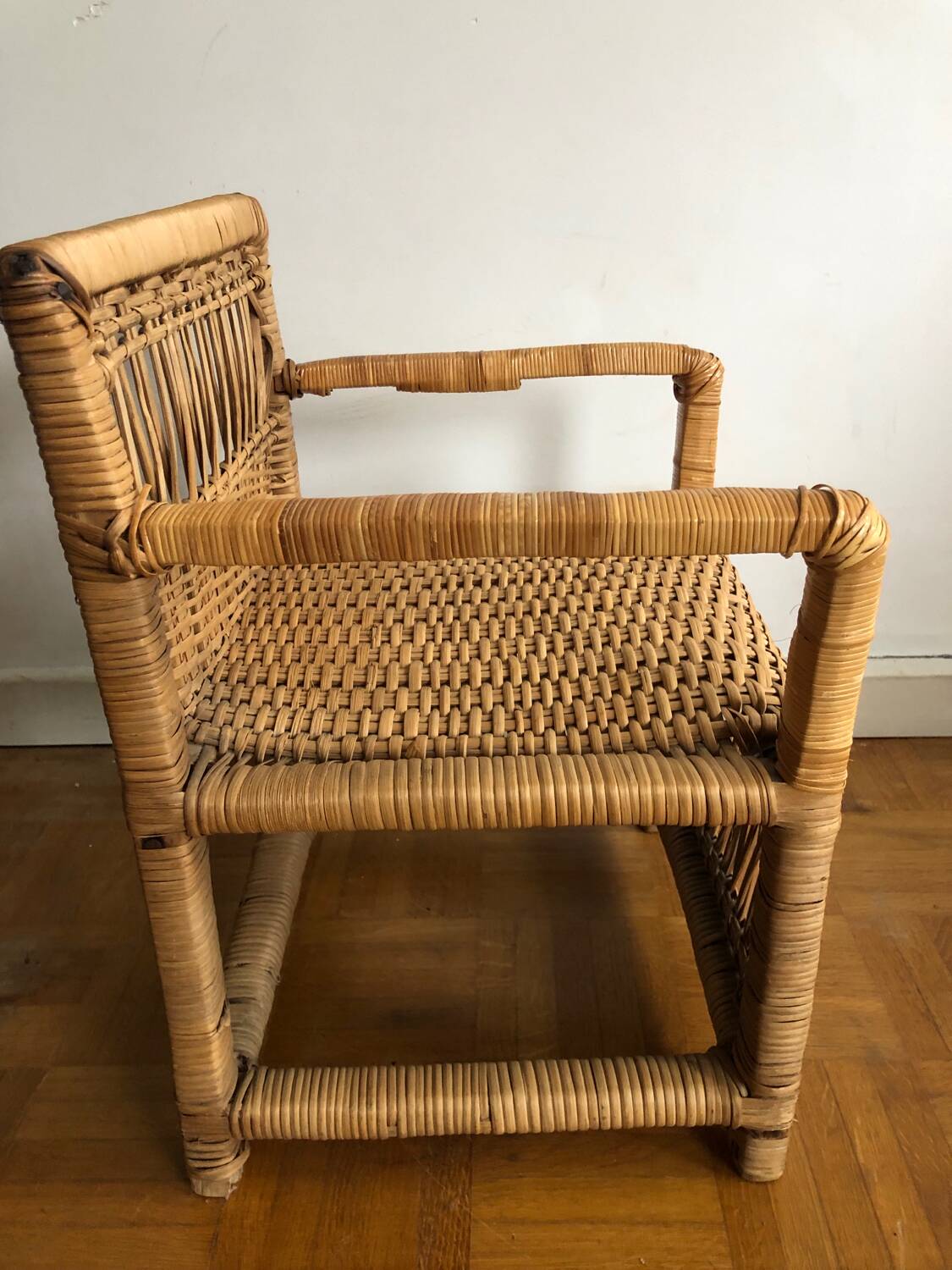 Vintage rattan children's armchair