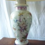 Painted porcelain lamp with flower decoration 67 cm