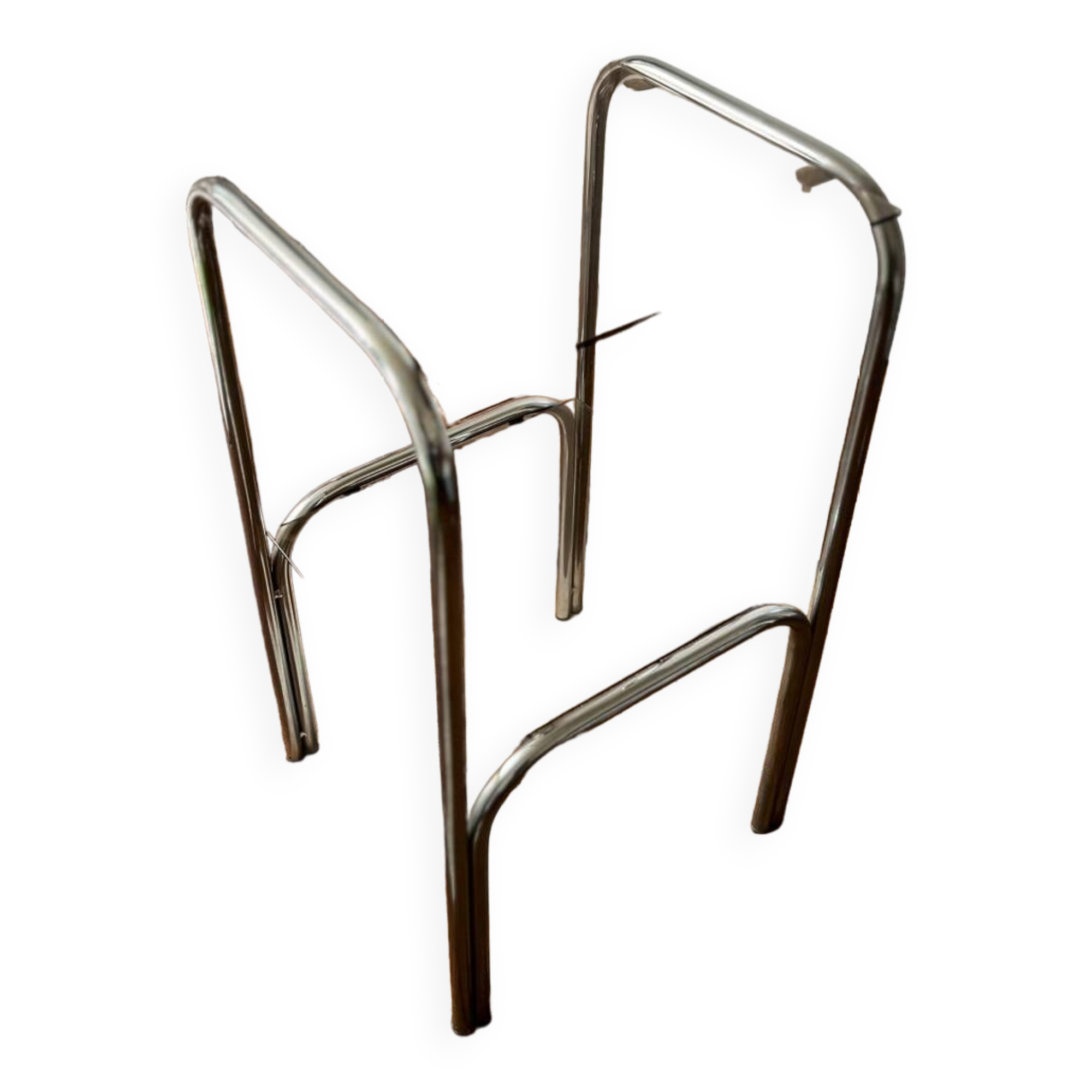 Chromed metal and smoked glass side table