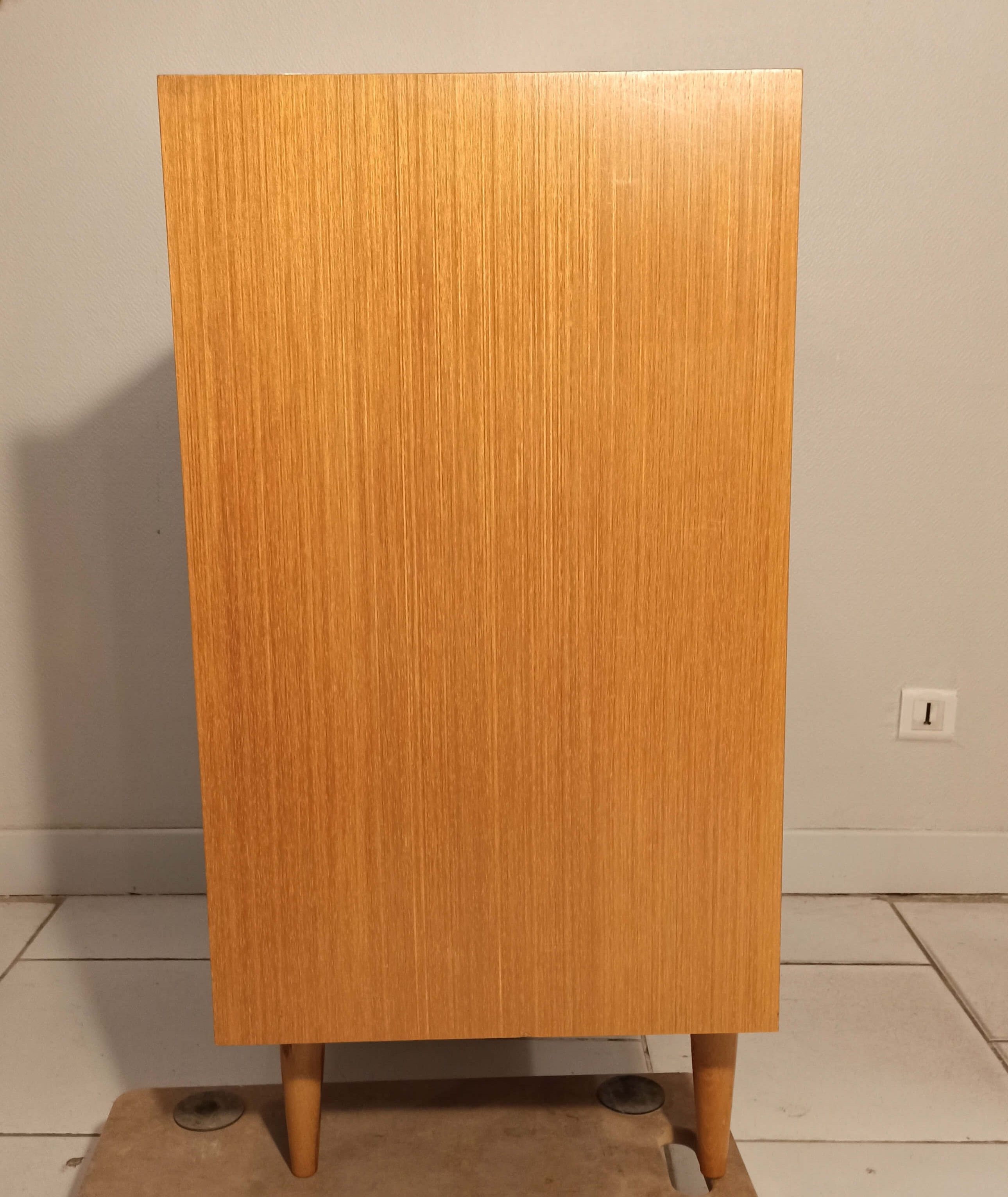 Vintage light wood commodity 4 drawers 1960